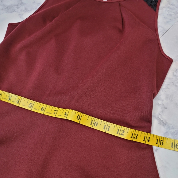 Mossimo Maroon Dress Sleeveless Black Lace Detail Small - Picture 9 of 11